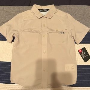 Under Armour Boys Tan Shirt Size 7 Heat Gear Brand New